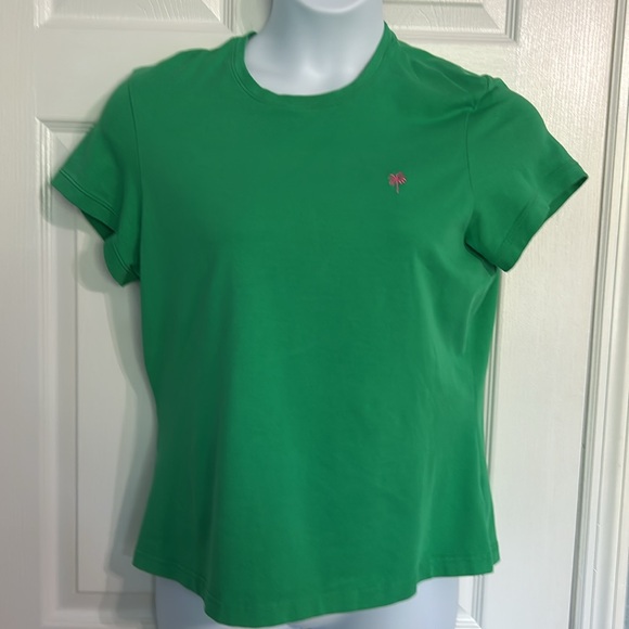 Lilly Pulitzer Vintage White Label Kelly Green Top, Embroidered Palm, Women’s XL - Picture 13 of 17